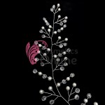 Accesoriu modern pentru decor par WED45KK Argintiu cu cristale si perle de 35cm Accesoriu modern pentru decor par WED45KK Argintiu cu cristale si perle de 35cm